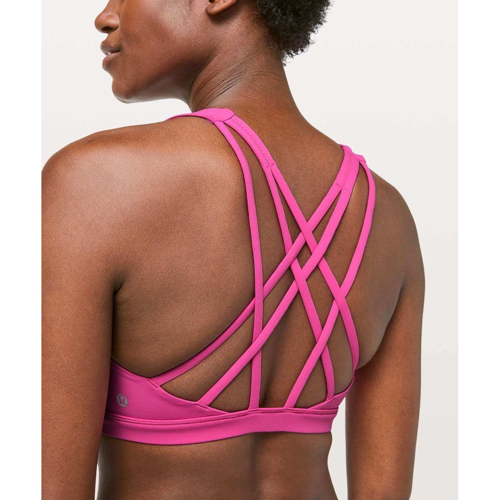 $52+ Lululemon Free To Be Serene Bra Pink Strappy Back Yoga Sports Bra C/D Cup/6